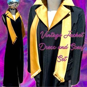 PERKINS SHEARER VINTAGE MAXI DRESS WITH MATCHING JACET AND SCARF